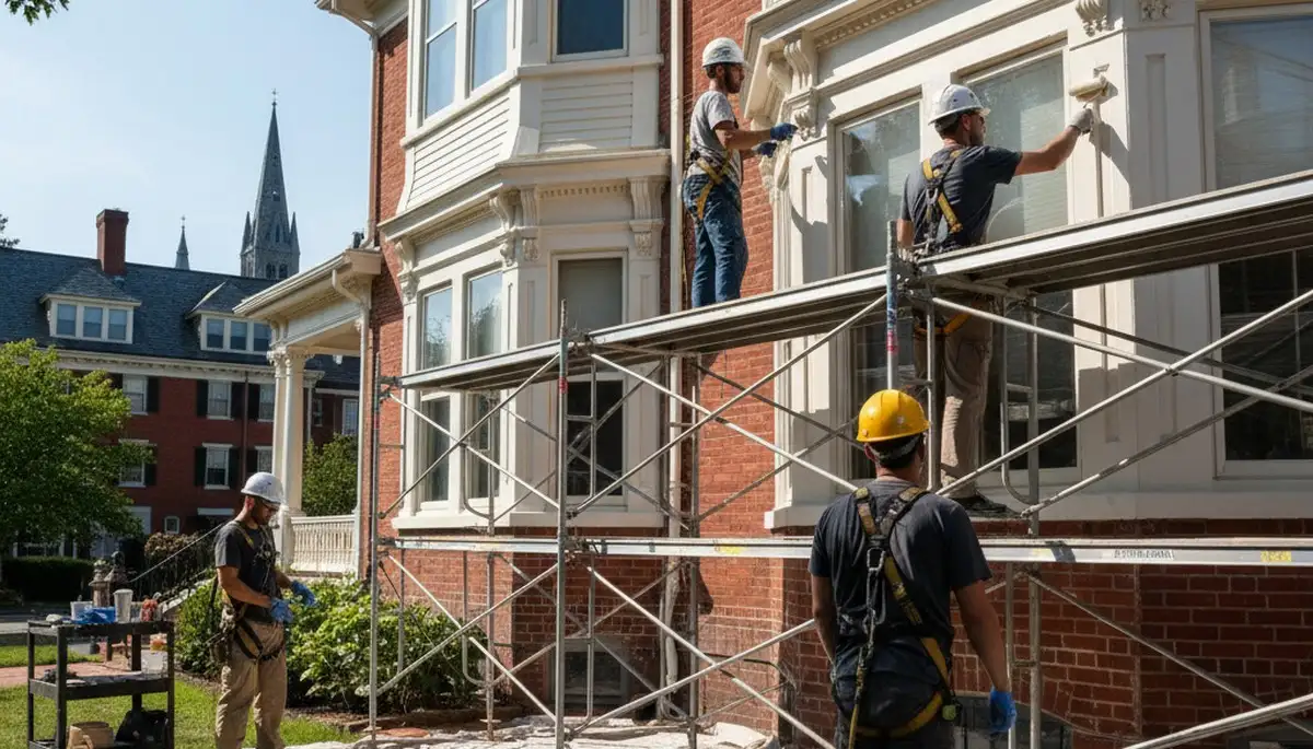 Boston, MA painting contractor on a residential exterior project for professional house painting
