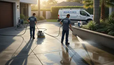Boston concrete pressure cleaning for driveways, patios, and walkways in New England conditions