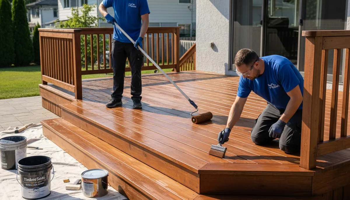 Boston deck staining service in Boston, MA by Boston Paint Pros for wood protection and curb appeal
