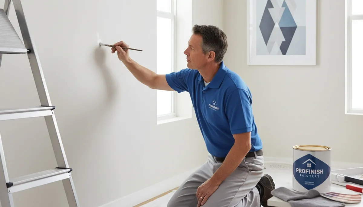 Boston, MA painter repairing wall scuffs and touch-up paint on a home interior