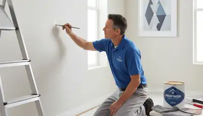 Boston, MA painter repairing wall scuffs and touch-up paint on a home interior