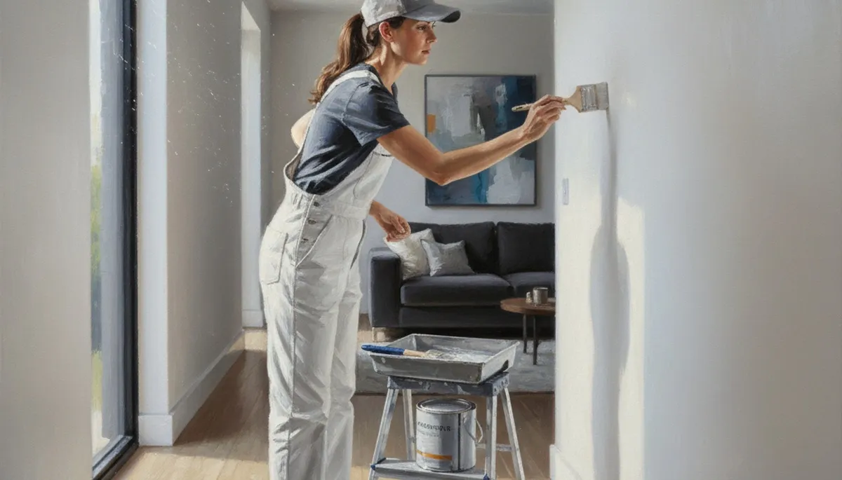 Boston, MA painter repairing scuffed and peeling interior wall paint for touch-up service
