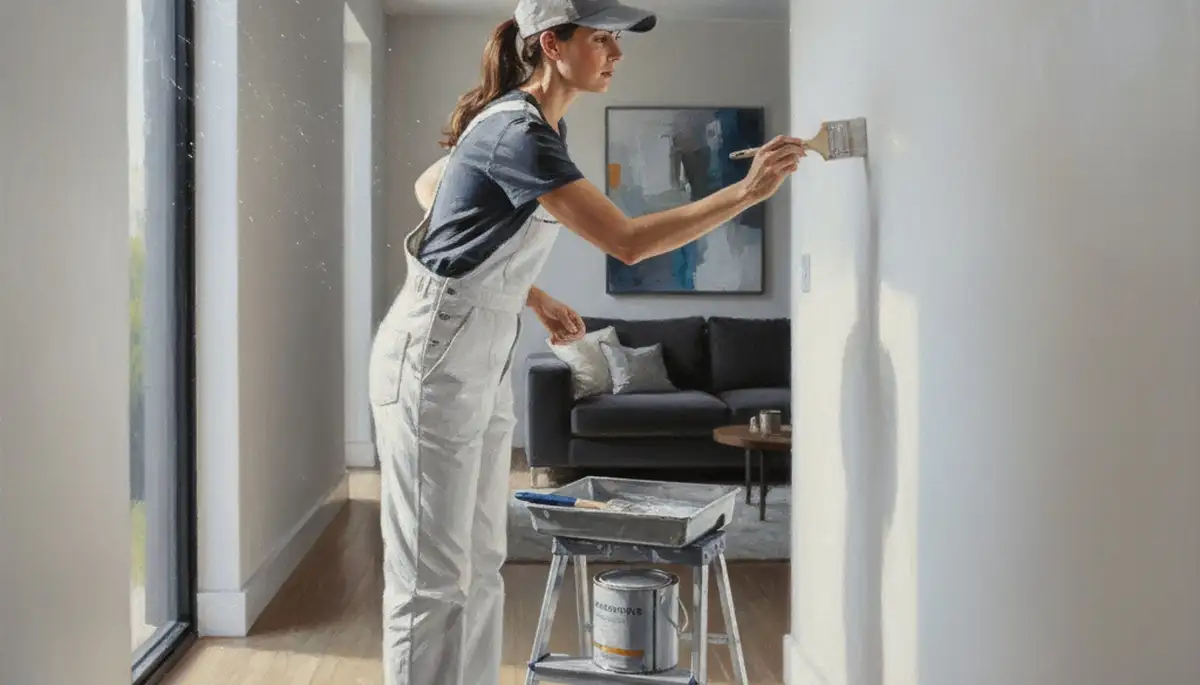 Boston, MA painter repairing scuffed and peeling interior wall paint for touch-up service