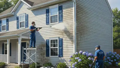 Boston Paint Pros pressure cleaning vinyl siding in Boston, MA for mold and mildew removal