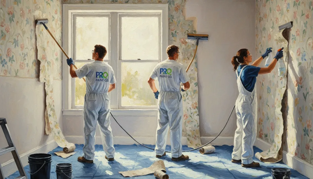 Boston, MA wallpaper removal service preparing walls for painting by Boston Paint Pros