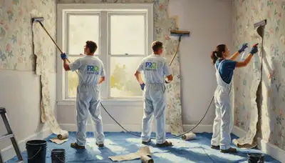 Boston, MA wallpaper removal service preparing walls for painting by Boston Paint Pros